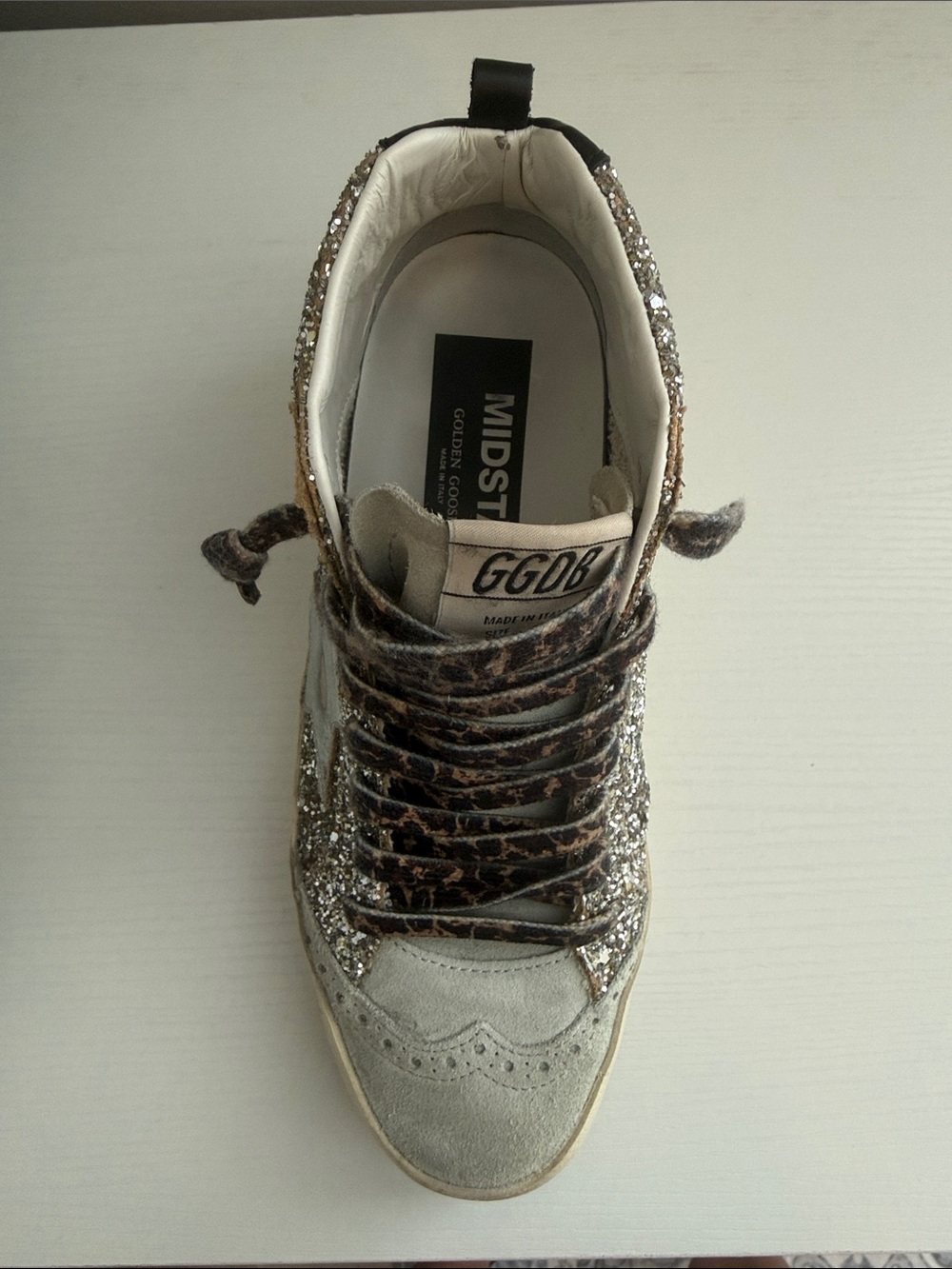 Golden Goose Mid Star Classic Double Wave Sneakers - Platinum Grey Silver Black - Picture 4 of 11